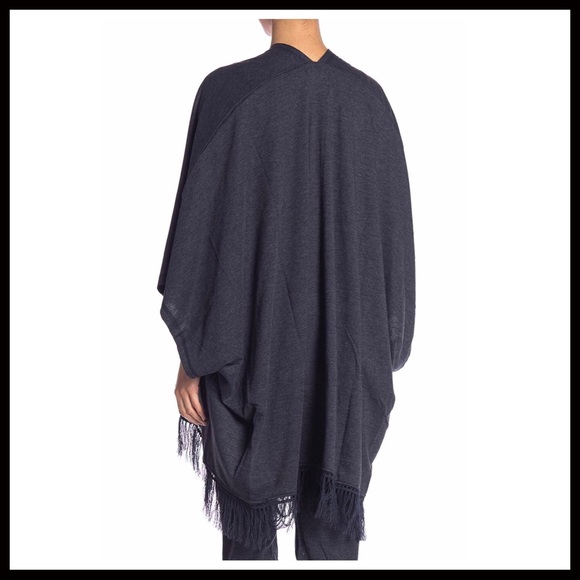 BLUE LUXE CARDIGAN CAPE PONCHO BLANKET WRAP A2C - Picture 7 of 8